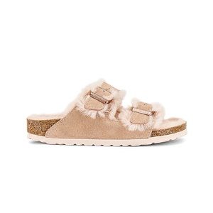 BIRKENSTOCK Arizona Shearling Sandal in Nude Rose